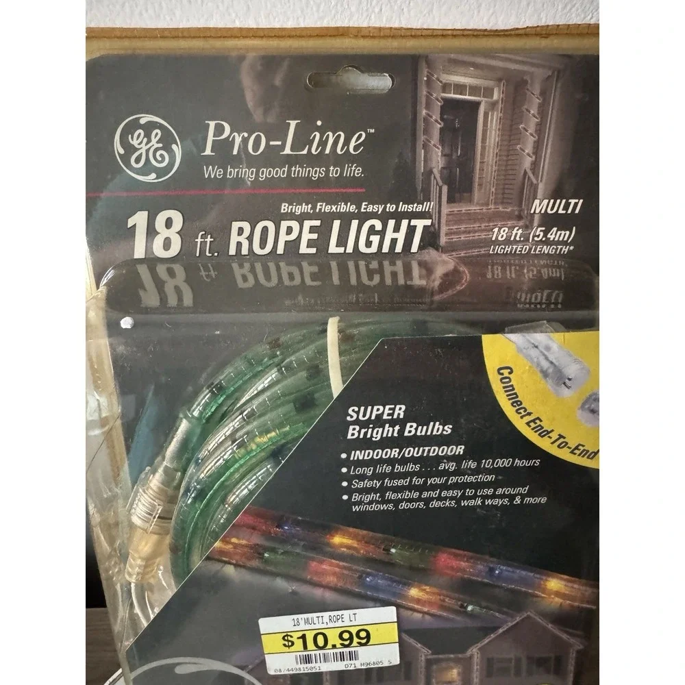 GE Pro-Line 18ft Multicolor  Rope Lights Outdoor Indoor Christmas Decor